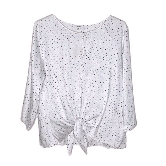 Sioni Tops - Sioni White Blouse with Black Dots
